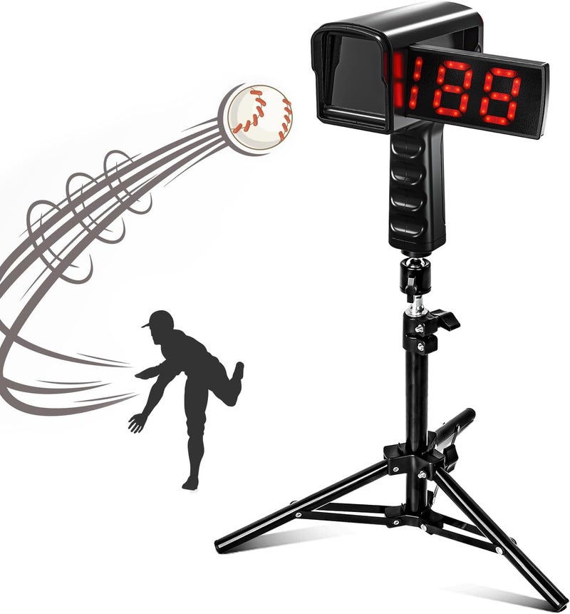 PLAYAPUT Baseball Radar Guns - Speed Sensors Baseball Speed Training Equipment with LED+LCD Larger Display, Handheld or Hand Free Speed Radar Gun for All Baseball Players| with Tripod - Image 1
